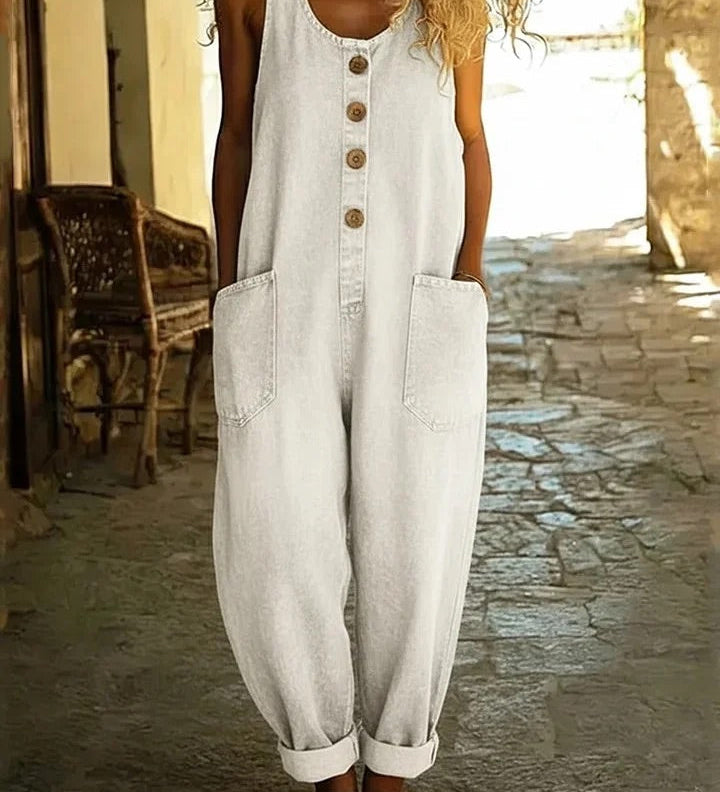 Lison | Vintage Washed Denim Dungarees – view 5
