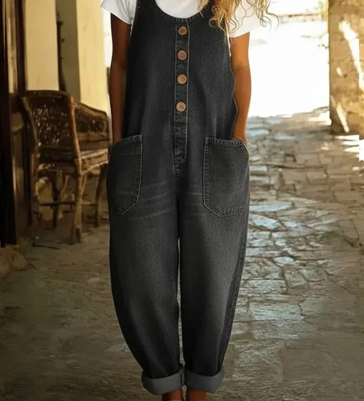 Lison | Vintage Washed Denim Dungarees – view 3