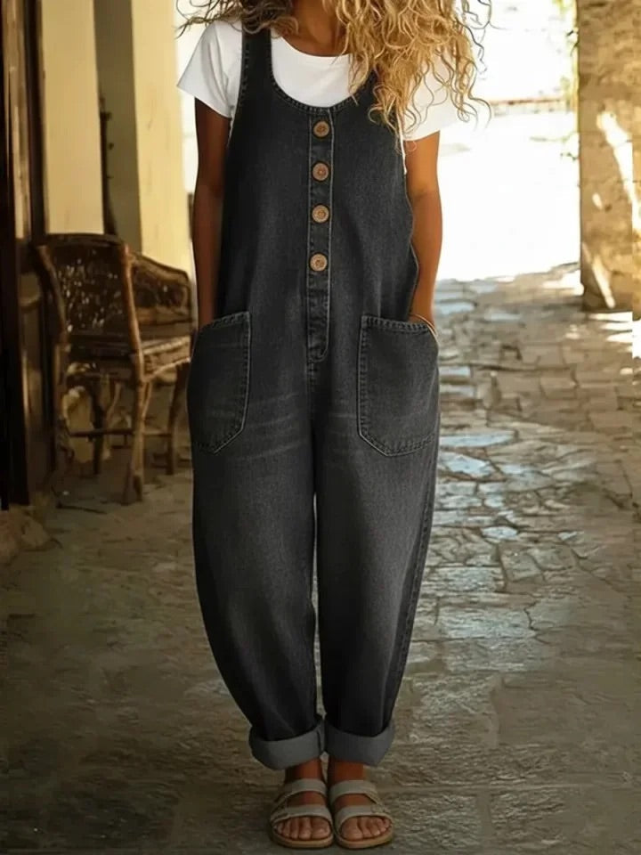 Lison | Vintage Washed Denim Dungarees – view 3