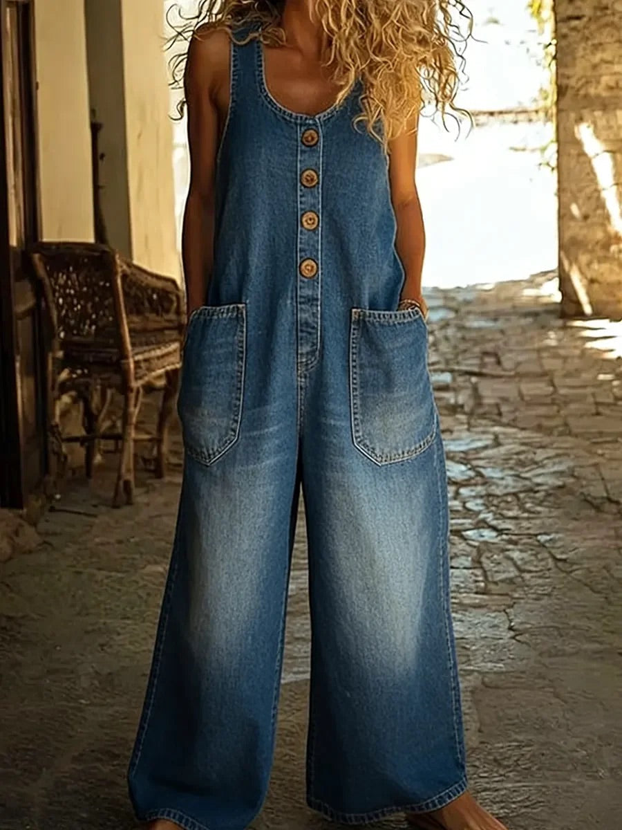 Lison | Vintage Washed Denim Dungarees – view 2
