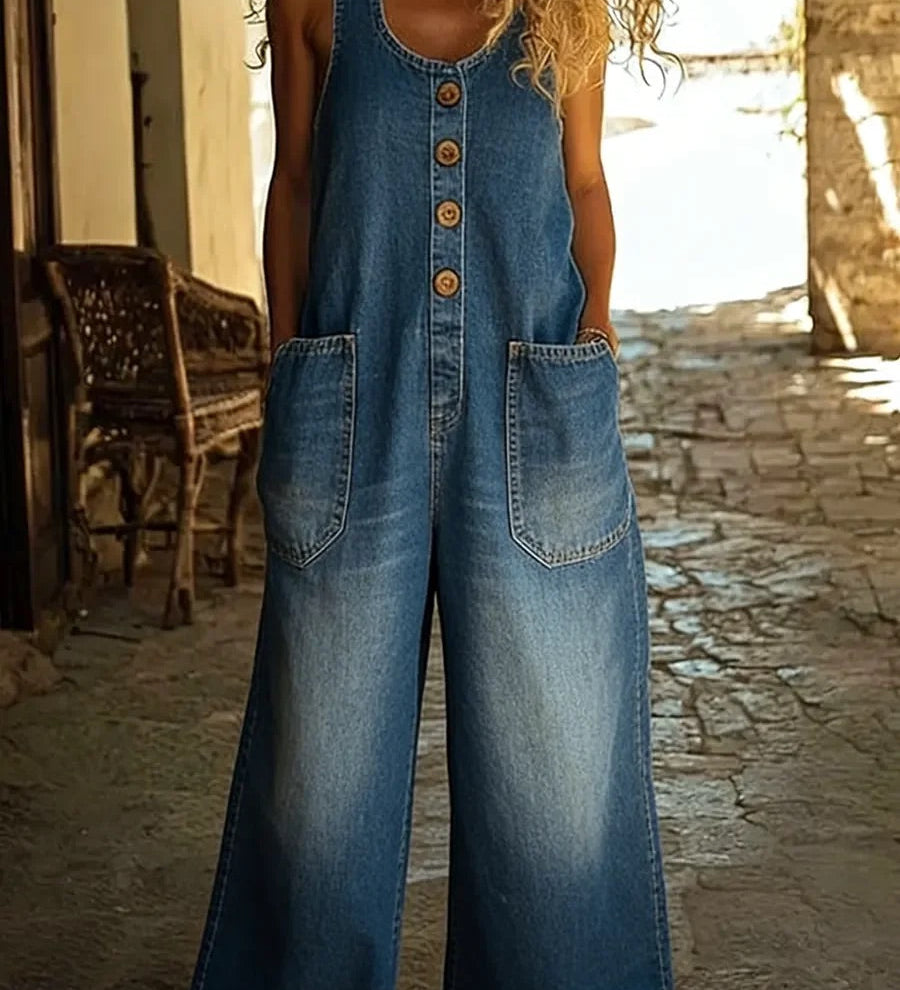 Lison | Vintage Washed Denim Dungarees – view 2