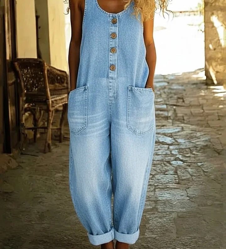 Lison | Vintage Washed Denim Dungarees – view 4