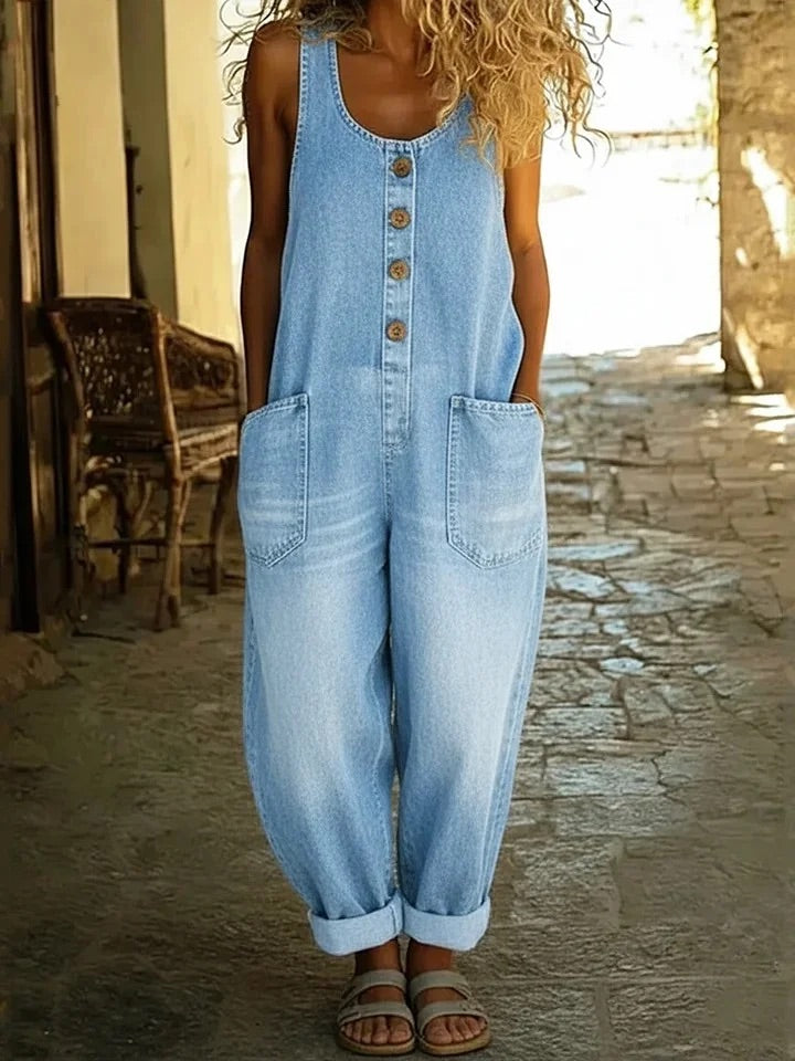Lison | Vintage Washed Denim Dungarees – view 4