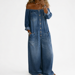 Sidonie | Denim Jumpsuit with Off-Shoulder Design
