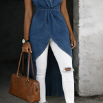 Solange | Denim Wrap Tunic with V-neck – view 2