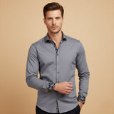 The Mayfair Men’s Tailored Long Sleeve Dress Shirt - Grey – view 2