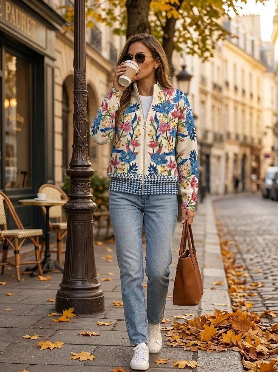 Iona botanical garden zip cardigan for women | Ellie Dublin