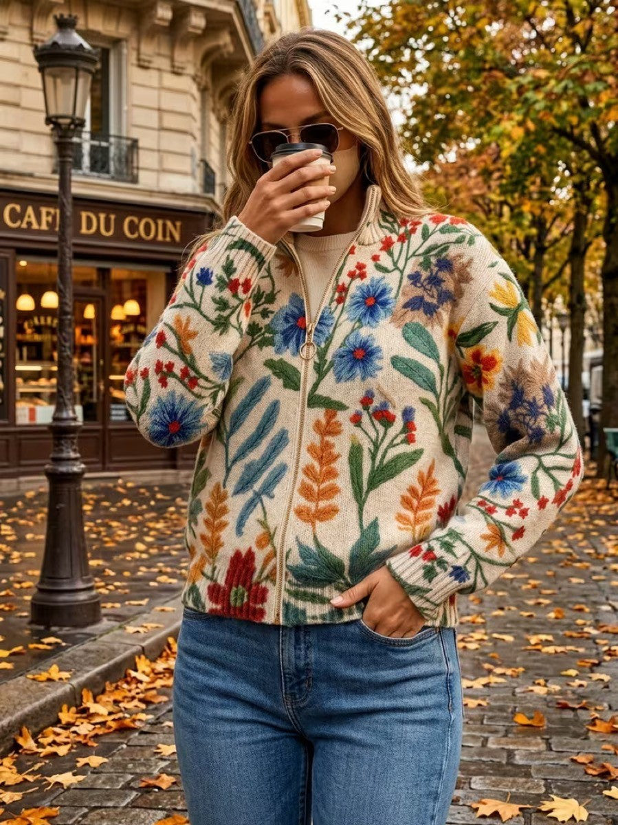 Iona botanical garden zip cardigan for women | Ellie Dublin