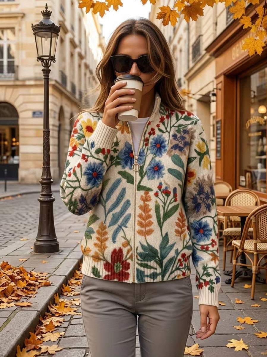 Iona botanical garden zip cardigan for women | Ellie Dublin