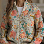 Mella vintage flower garden zip cardigan for women | Ellie Dublin