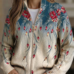 Ronait feather floral gradient zip cardigan for women | Ellie Dublin